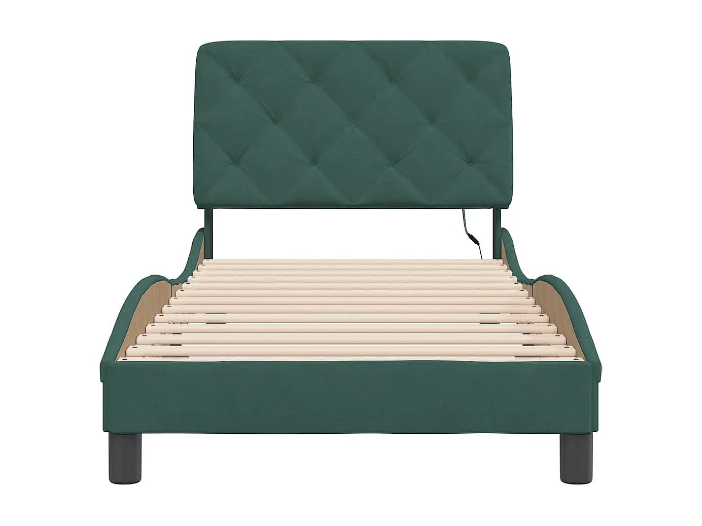 Bedframe met LED-verlichting donkergroen 80x200 cm fluweel