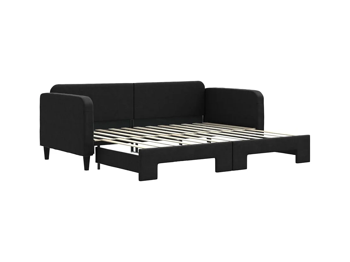 Lit de jour avec gigogne sans matelas noir 90x200 cm