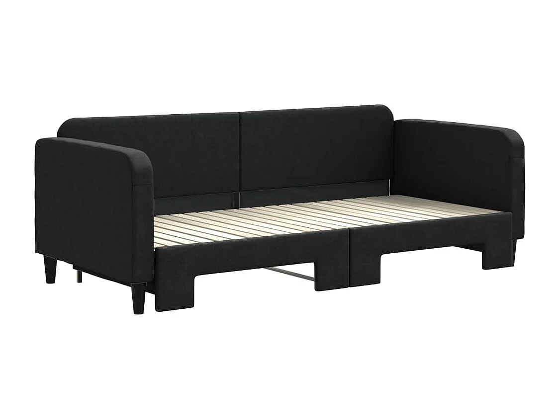 Cama de día con nido sin colchón negro 90x200 cm