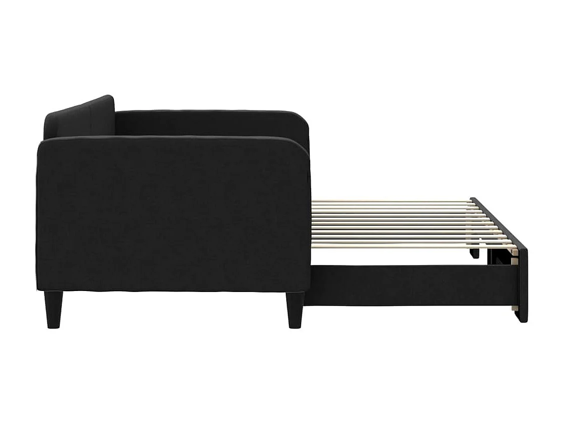 Lit de jour avec gigogne sans matelas noir 90x200 cm