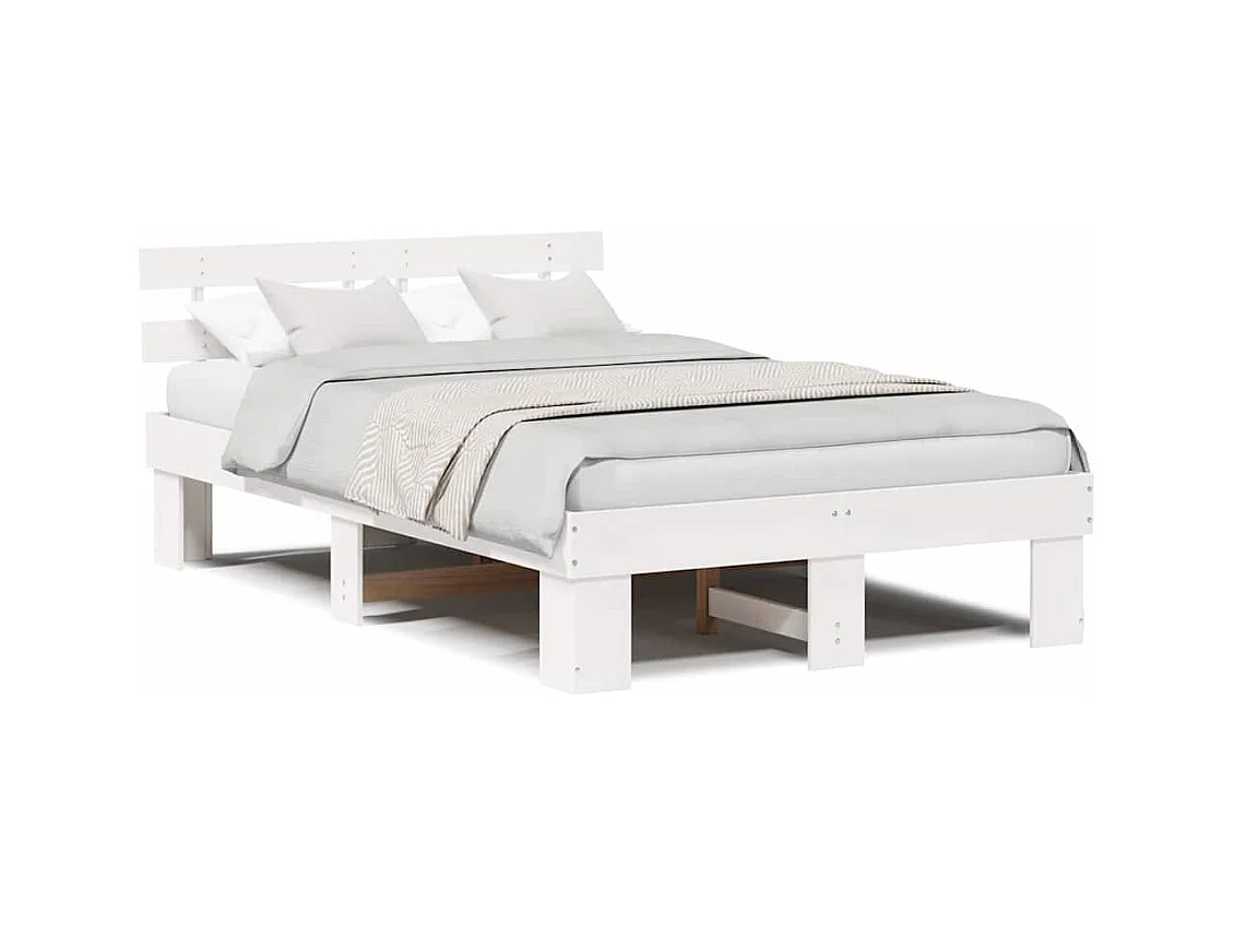 Cadre de lit avec tête de lit Blanc 135 x 190 cm