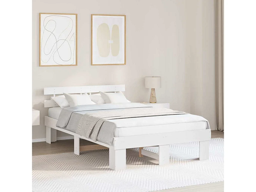 Struttura letto con testiera Bianco 135 x 190 cm