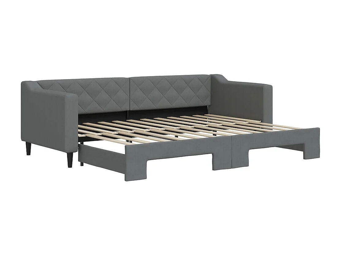 Lit de jour avec gigogne sans matelas gris foncé 80x200 cm
