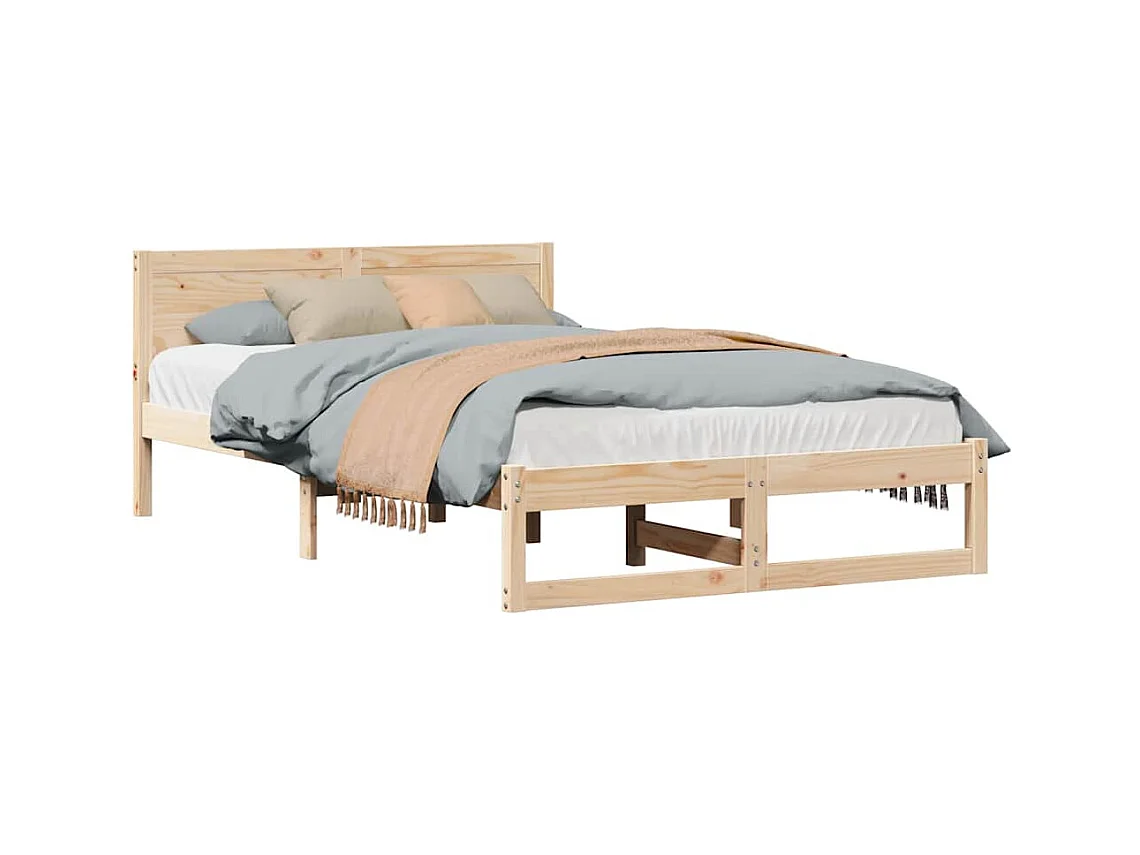 Bruin bedframe 120 x 190 cm massief grenenhout