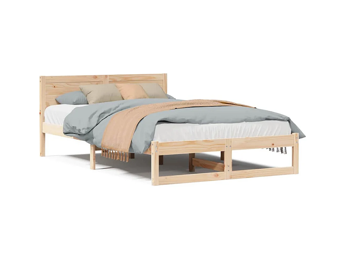 Bruin bedframe 120 x 190 cm massief grenenhout