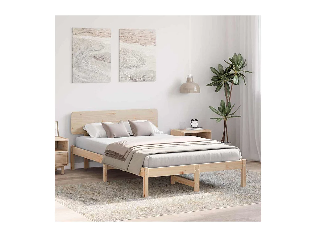 Struttura letto con testiera Natural 140 x 190 cm
