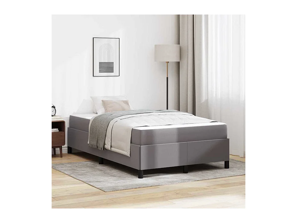 Bettgestell mit Matratze Grau 120 x 200 cm Kunstleder