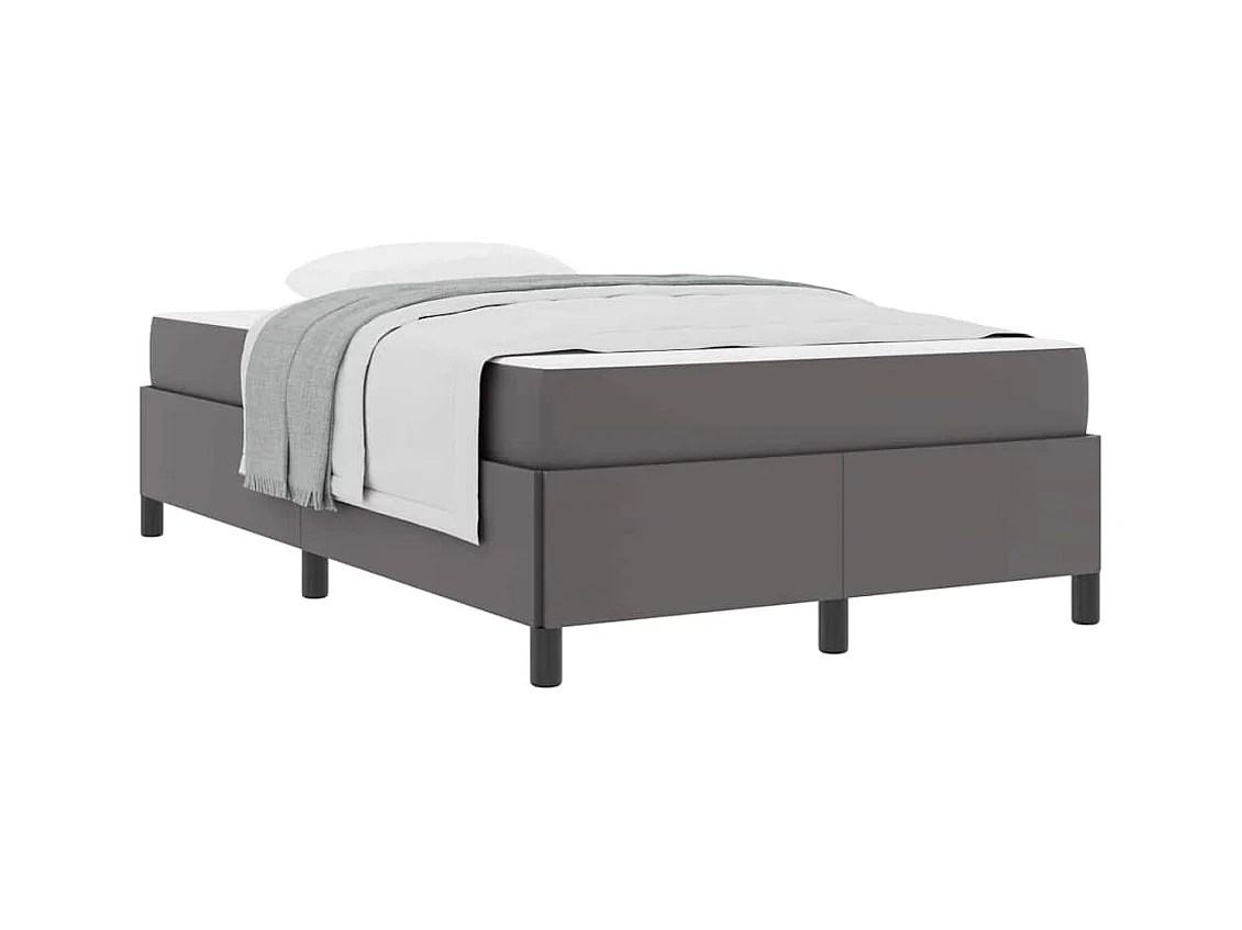 Bettgestell mit Matratze Grau 120 x 200 cm Kunstleder