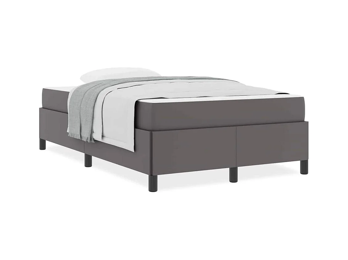 Bettgestell mit Matratze Grau 120 x 200 cm Kunstleder