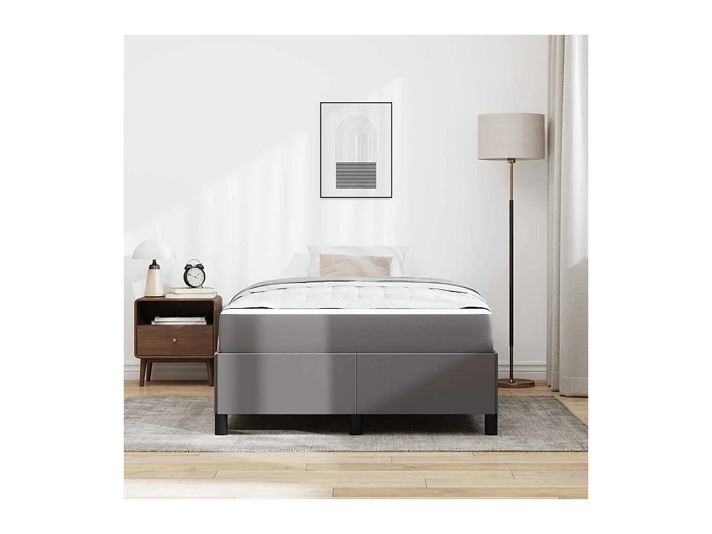 Bettgestell mit Matratze Grau 120 x 200 cm Kunstleder