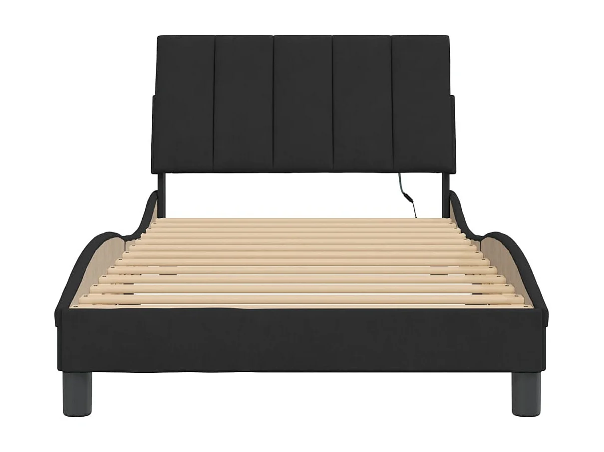 Cadre de lit avec LED sans matelas noir 100x200 cm velours