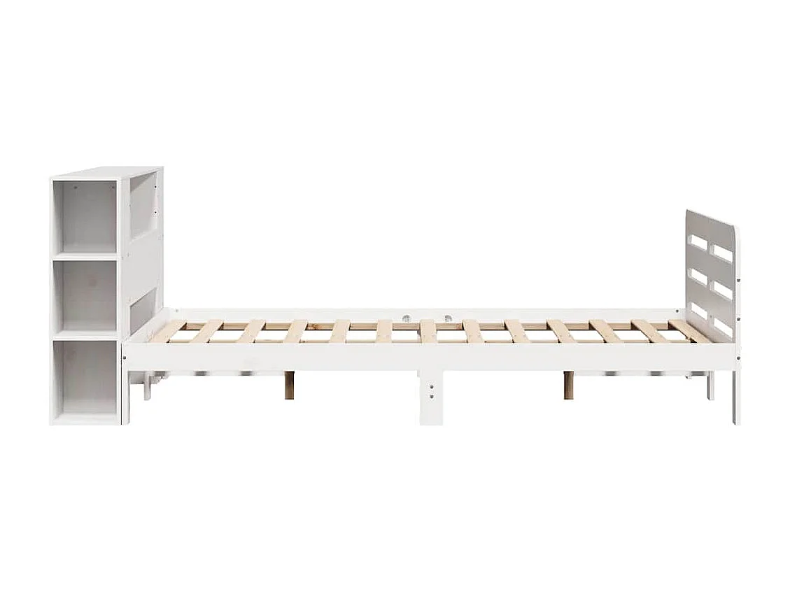 Estructura de cama sin colchón blanca 140x200 cm madera maciza de pino