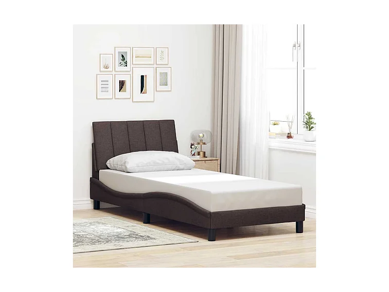 Bedframe zonder matras donkerbruin 90x200 cm stof