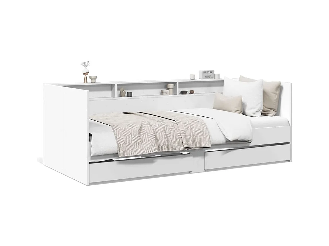 Dagbed met lades zonder matras wit 90x200 cm