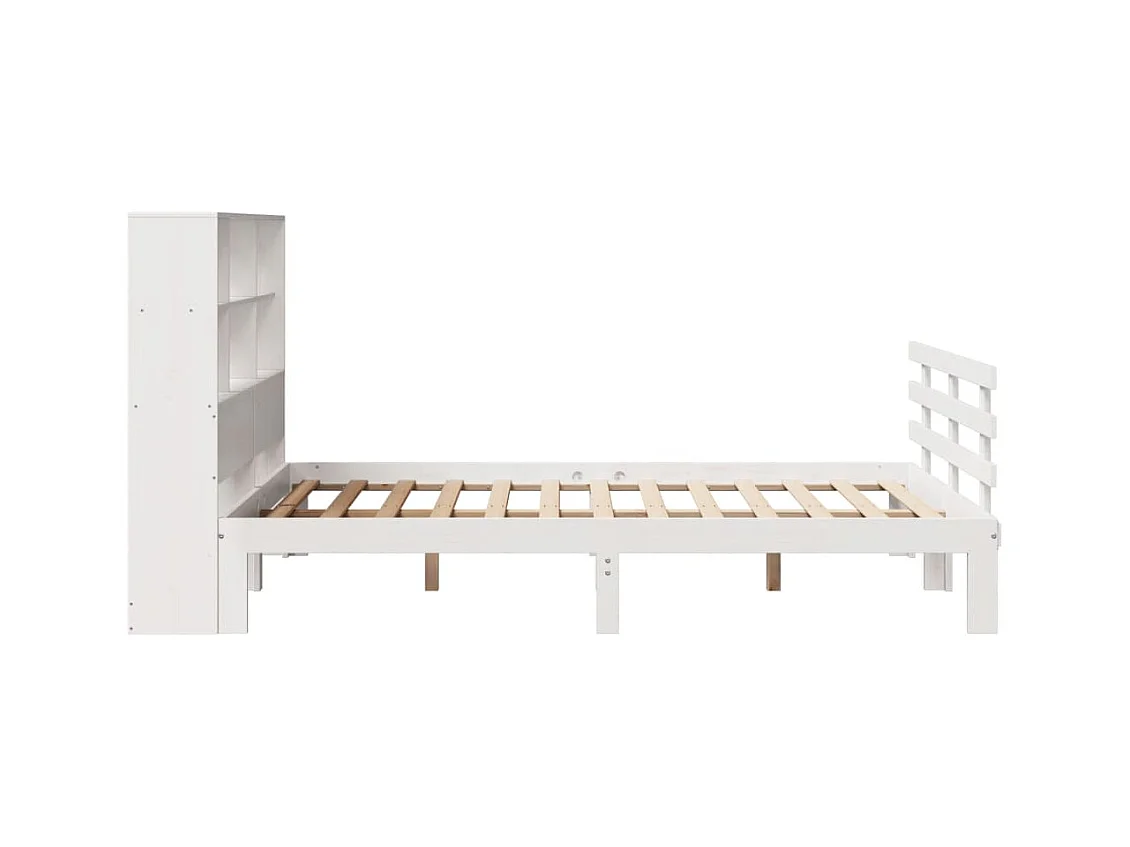 Lit bibliothèque sans matelas blanc 120x190 cm bois pin massif