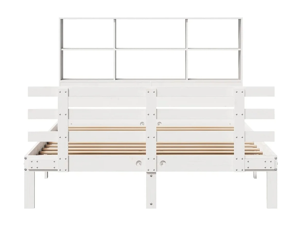 Bibliotheekbed zonder matras wit 120x190 cm massief grenenhout