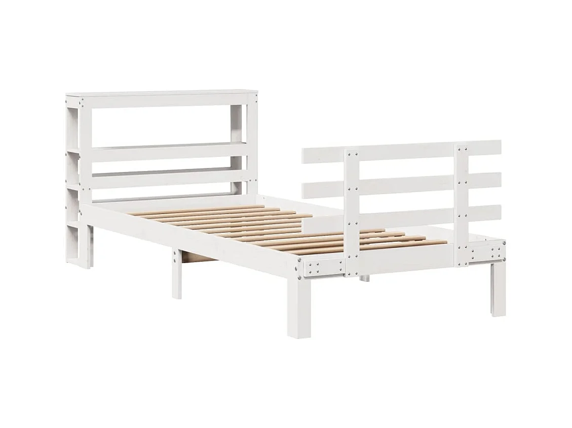 Cadre de lit avec tête de lit sans matelas blanc 90x190 cm