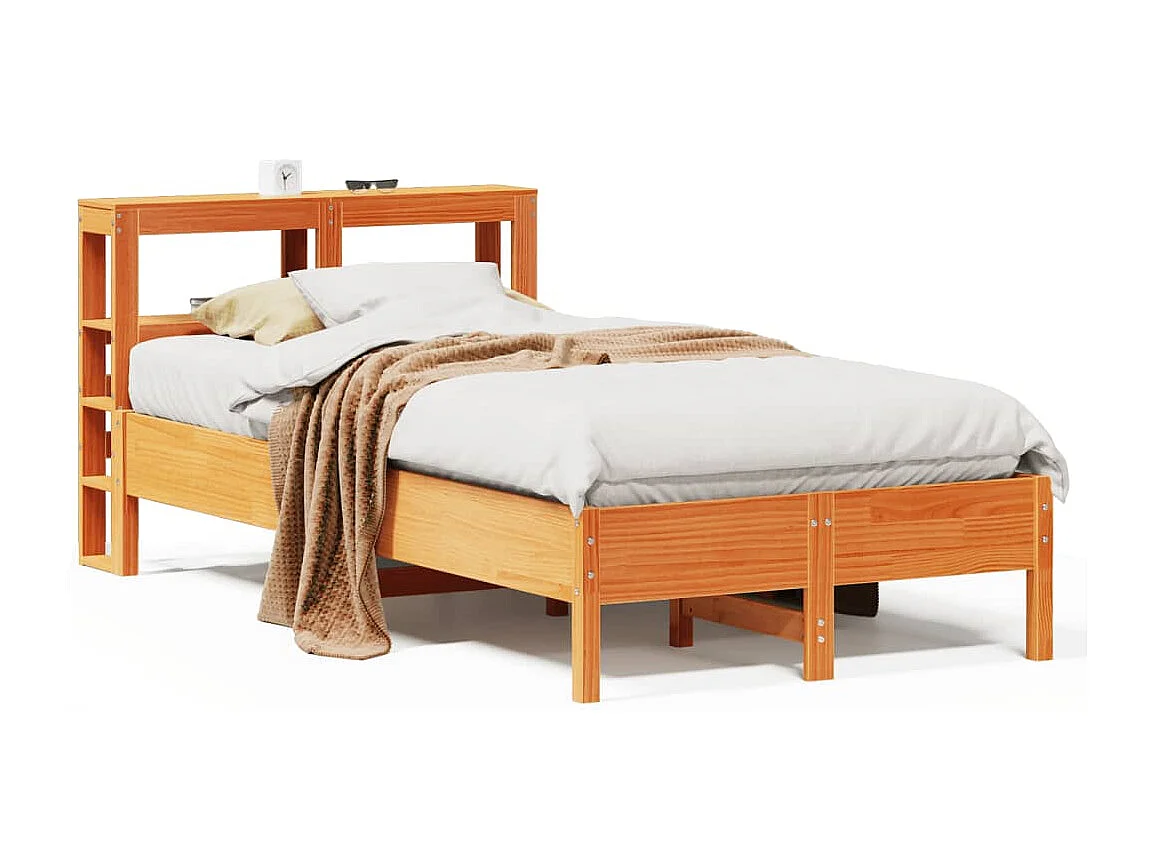Struttura letto senza materasso cera marrone 120x190cm legno massello di pino