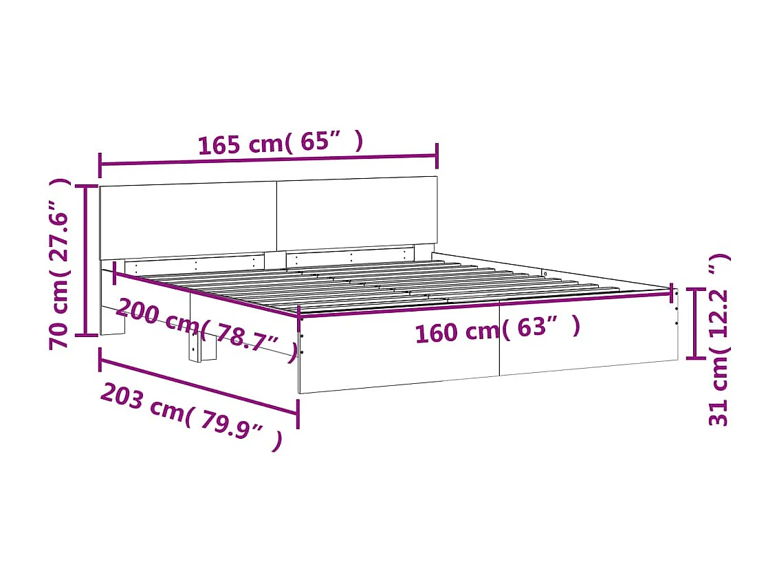 Bedframe zonder matras gerookt eiken 160x200 cm