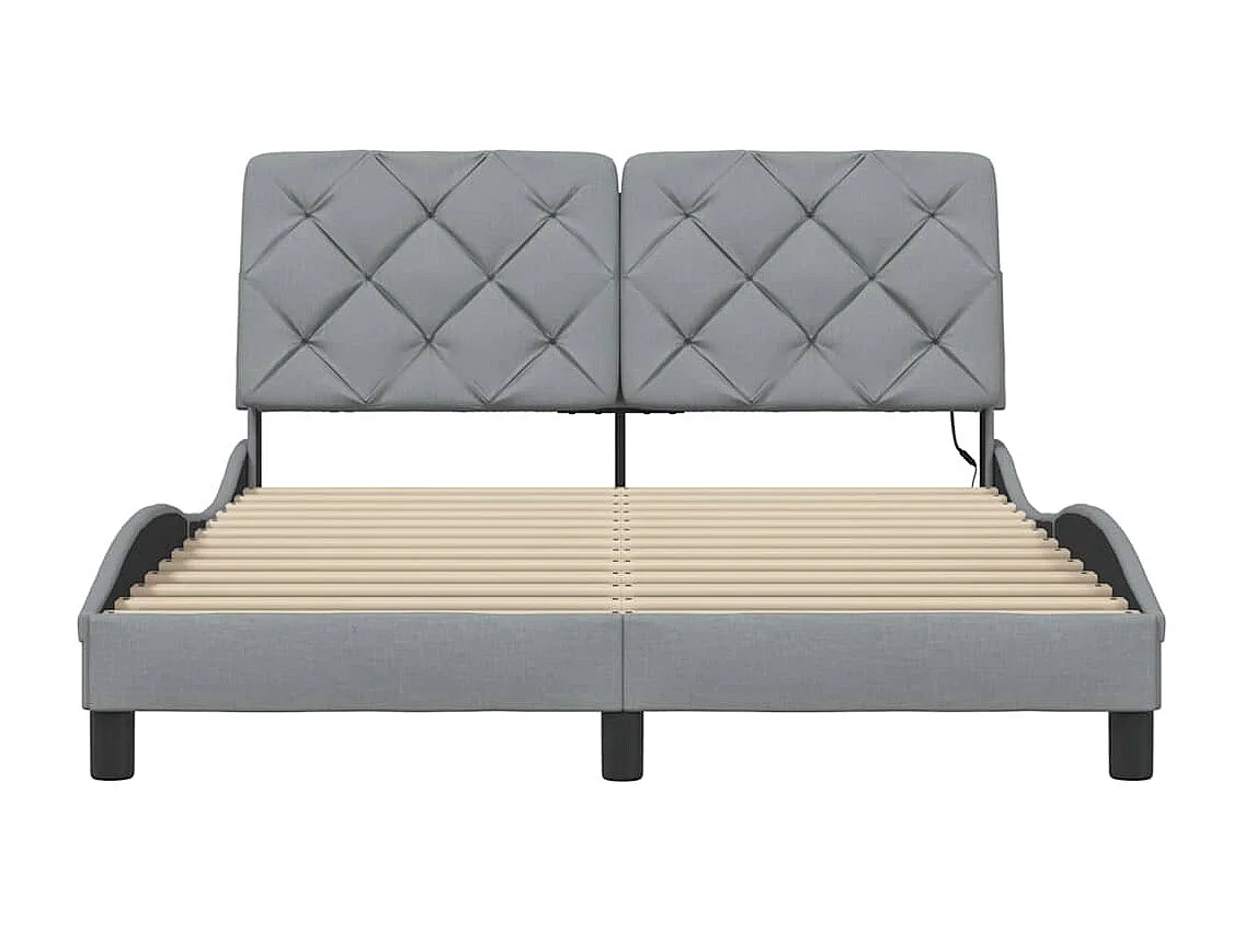 Bedframe met LED zonder matras lichtgrijs 120x200 cm stof