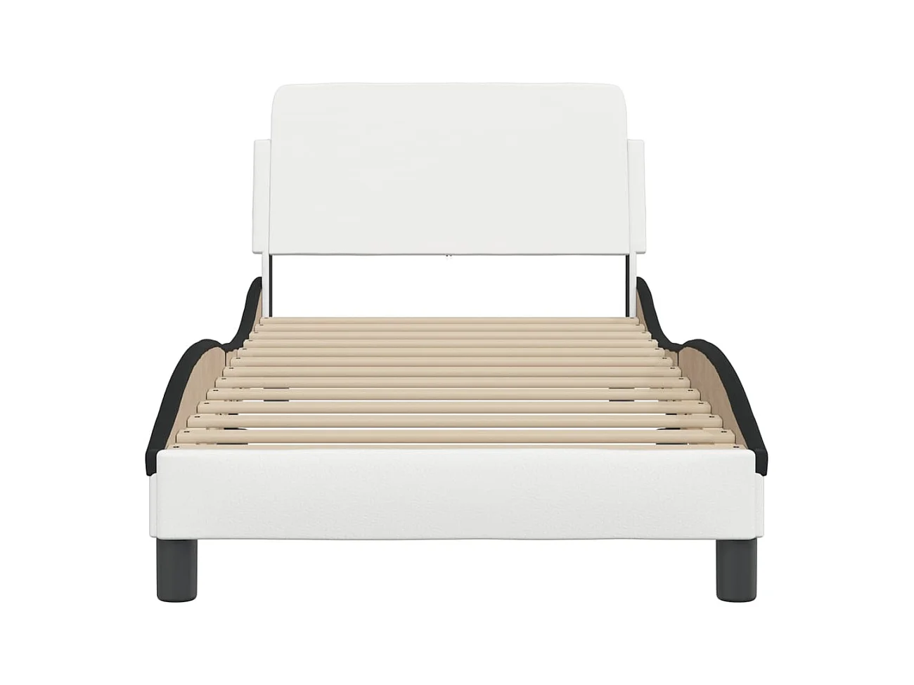 Cadre de lit sans matelas blanc et noir 80x200 cm similicuir