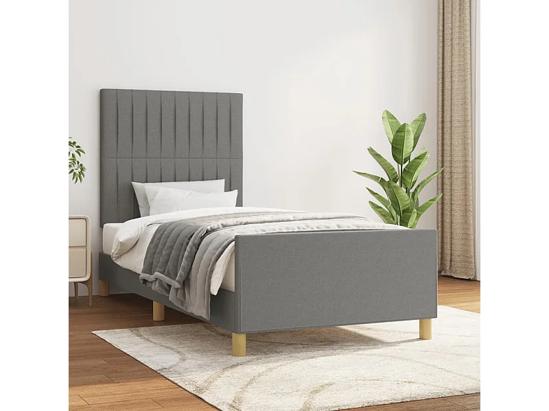 Cadre de lit sans matelas gris foncé 90x200 cm tissu