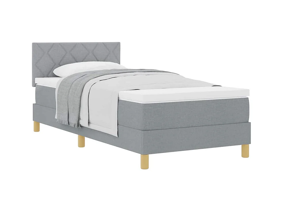 Cama con somier y colchón Tejido gris claro 90 x 190 cm
