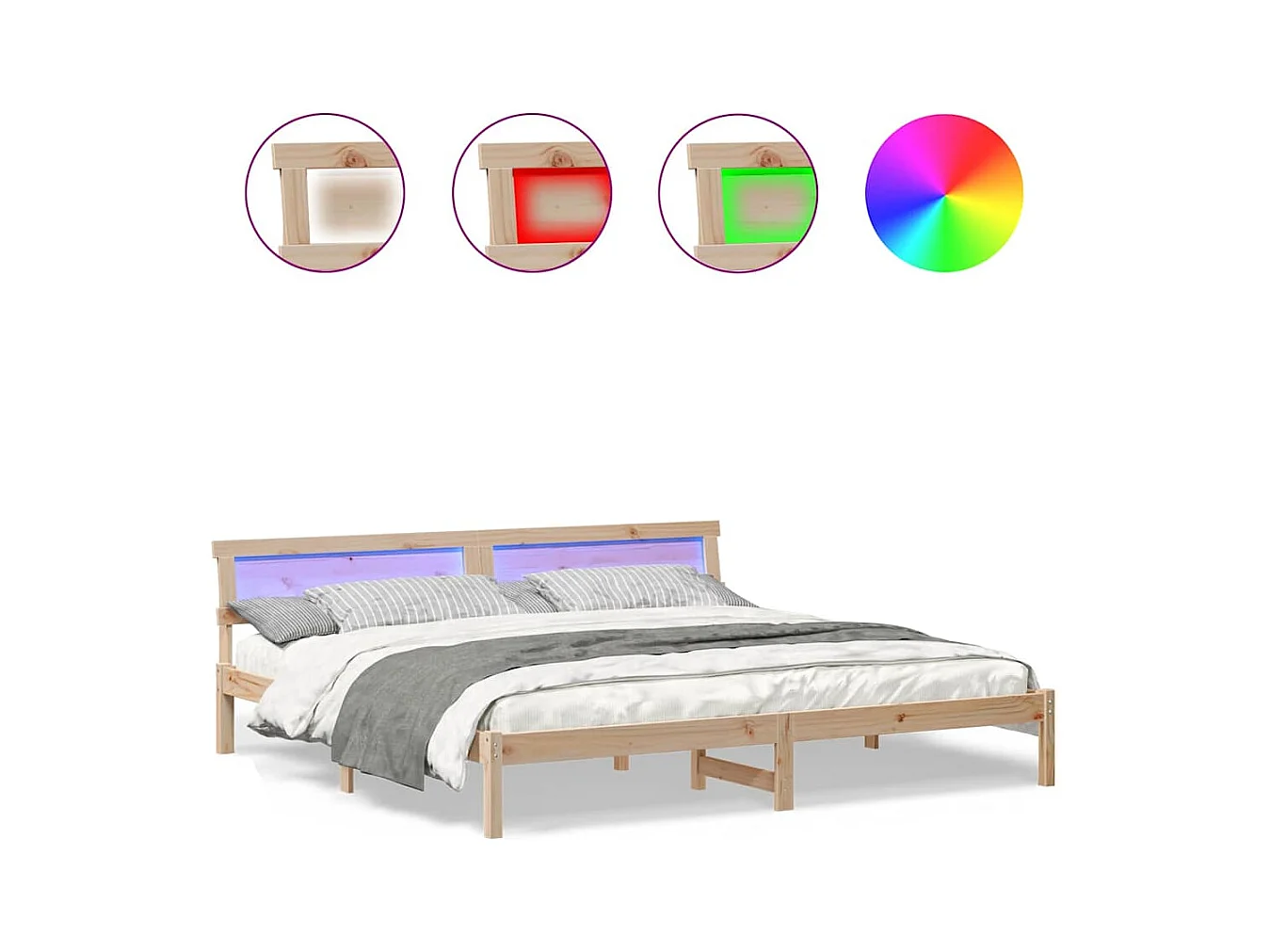 Struttura letto marrone 200 x 200 cm in legno massello di pino