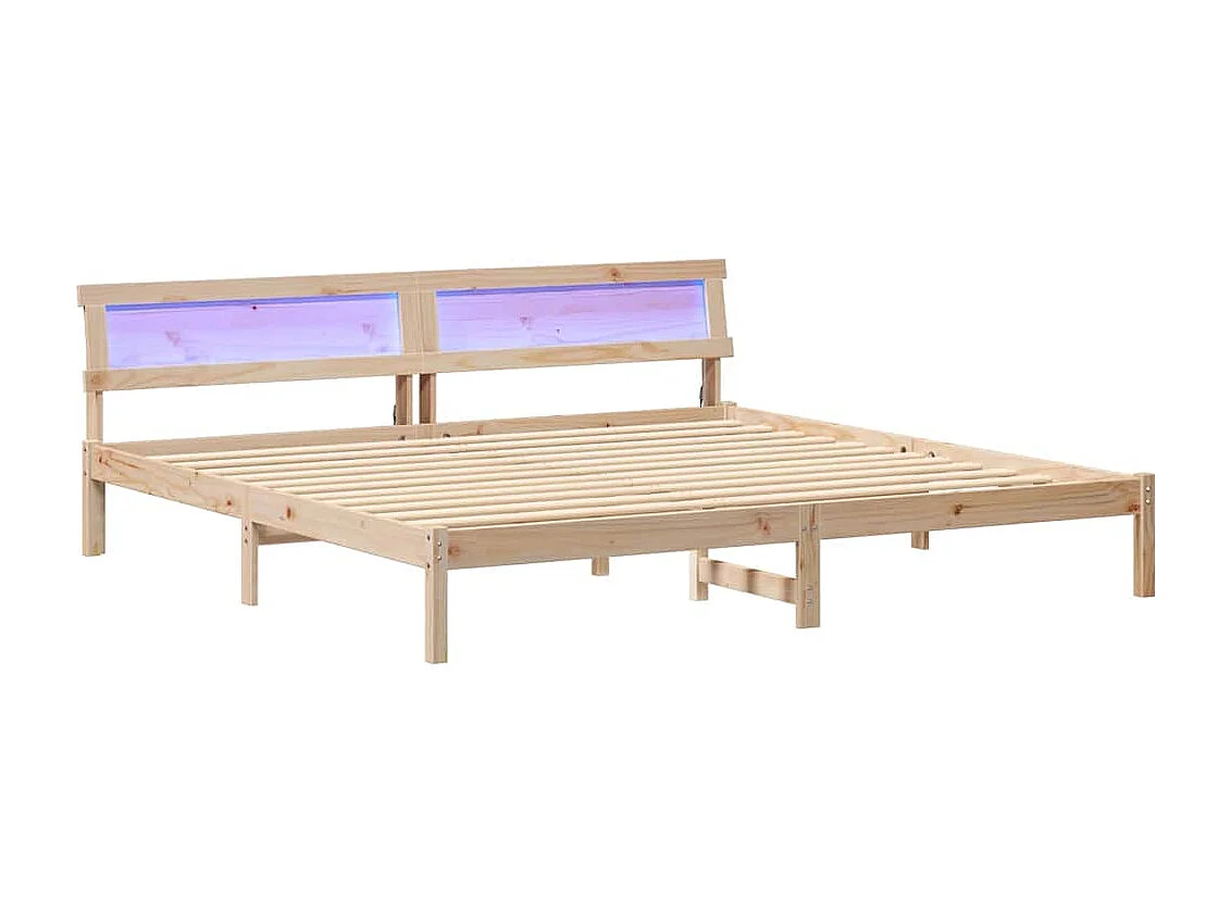 Bruin bedframe 200 x 200 cm massief grenenhout