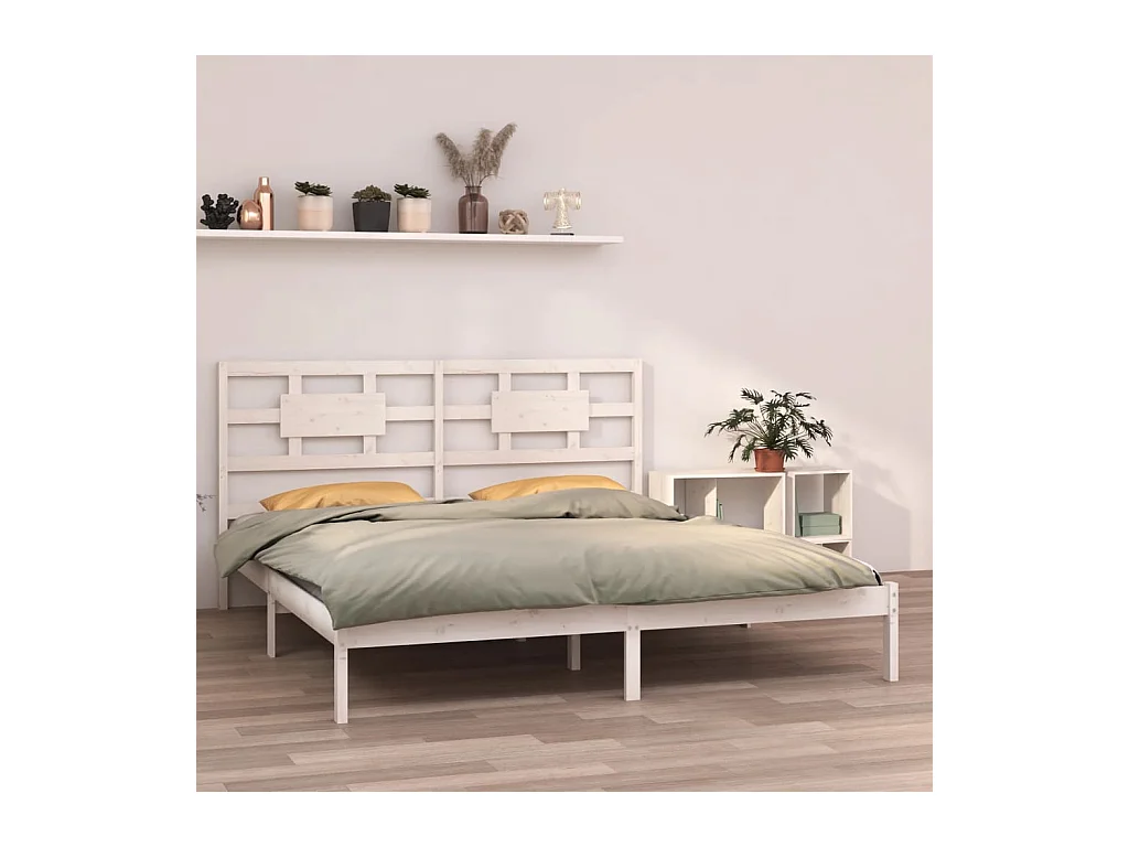 Bedframe zonder matras wit 200x200 cm massief hout