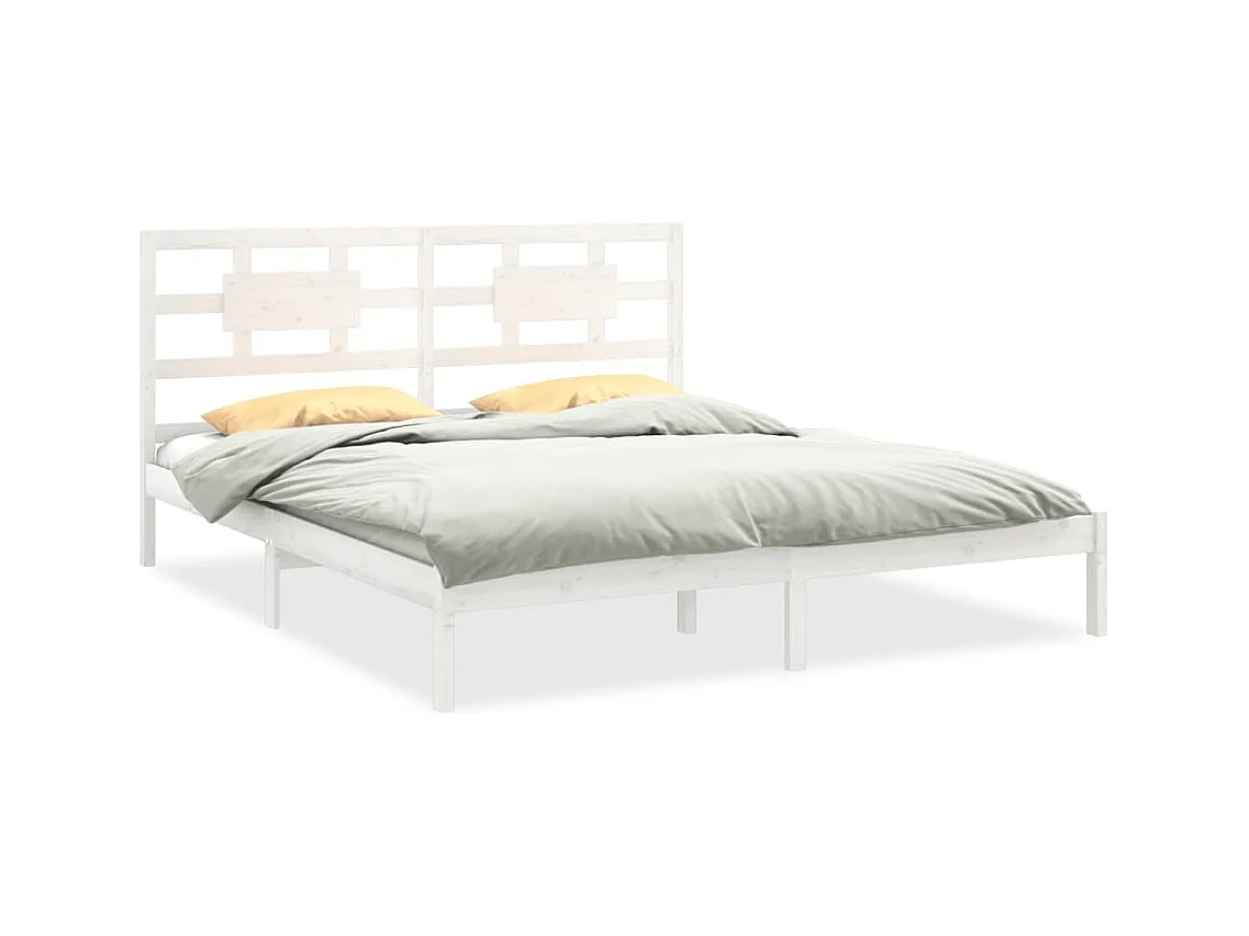 Bedframe zonder matras wit 200x200 cm massief hout