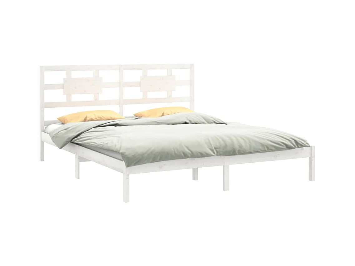 Bedframe zonder matras wit 200x200 cm massief hout
