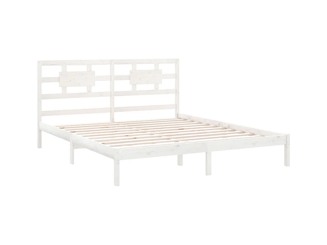 Bedframe zonder matras wit 200x200 cm massief hout
