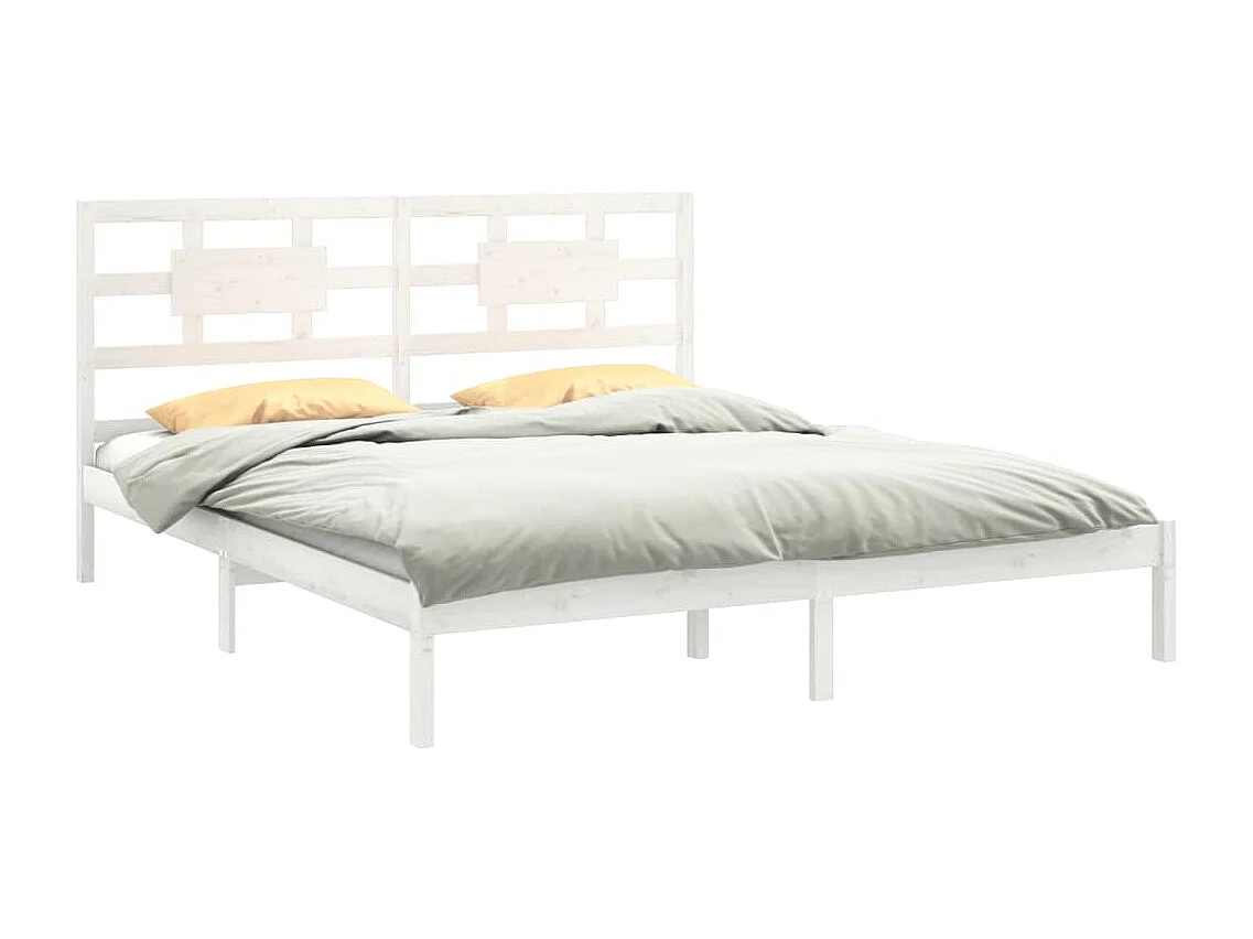 Estructura de cama sin colchón blanca 200x200 cm madera maciza