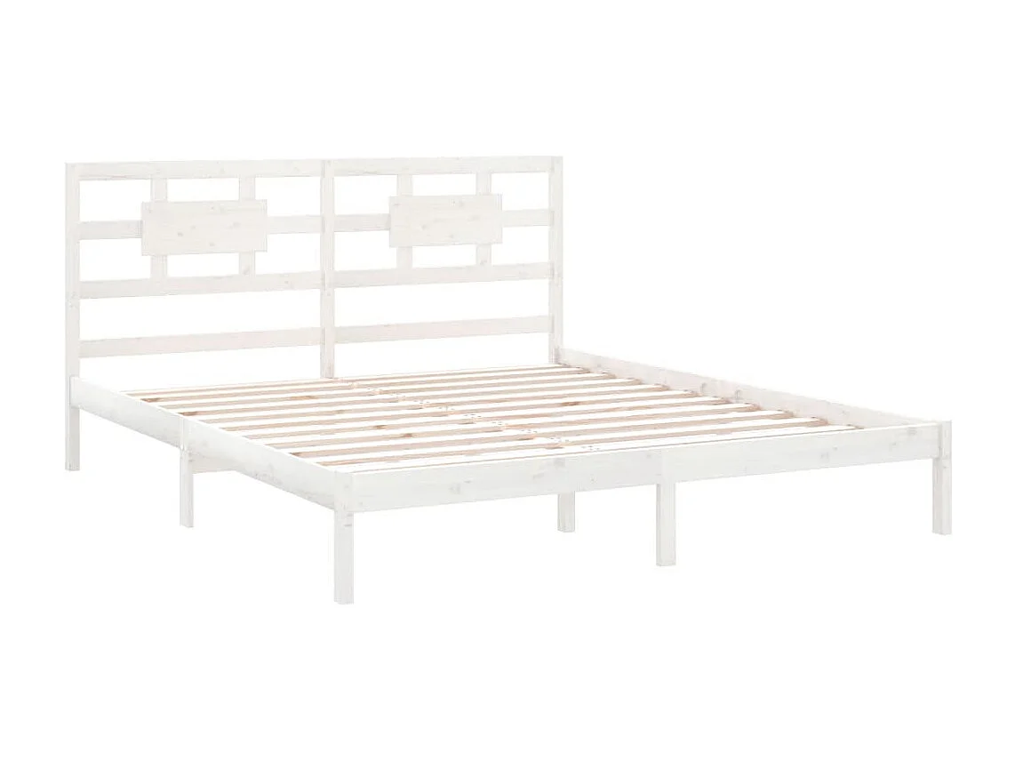 Estructura de cama sin colchón blanca 200x200 cm madera maciza