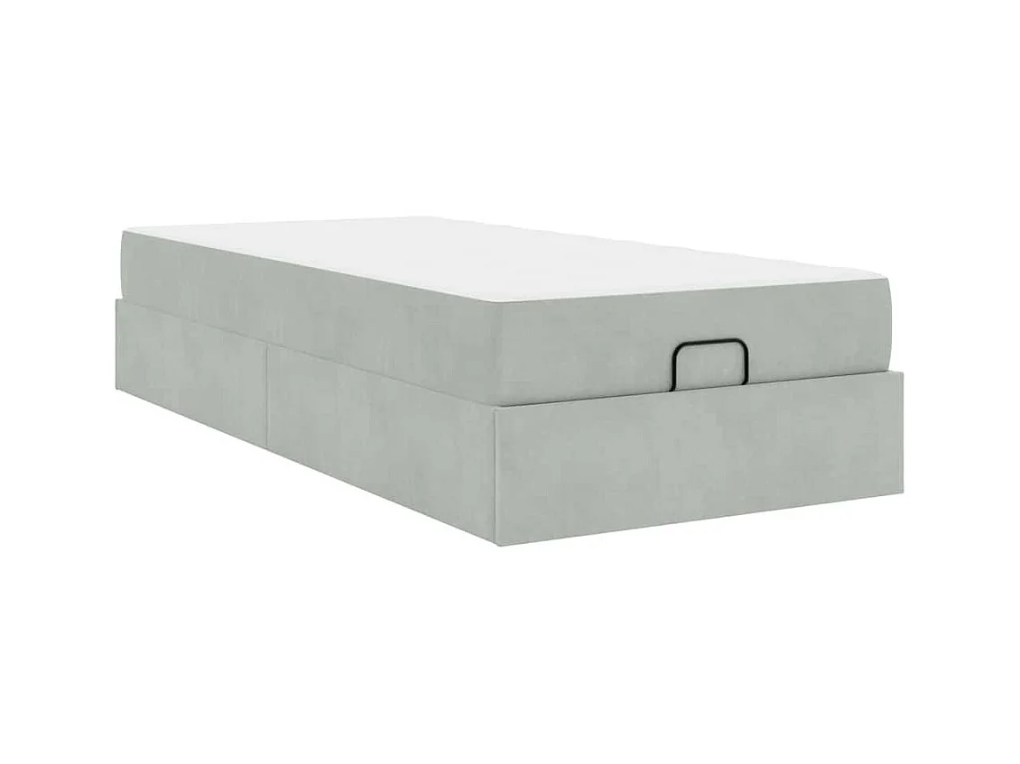 Estructura de cama con colchón Gris claro 90 x 200 cm Terciopelo