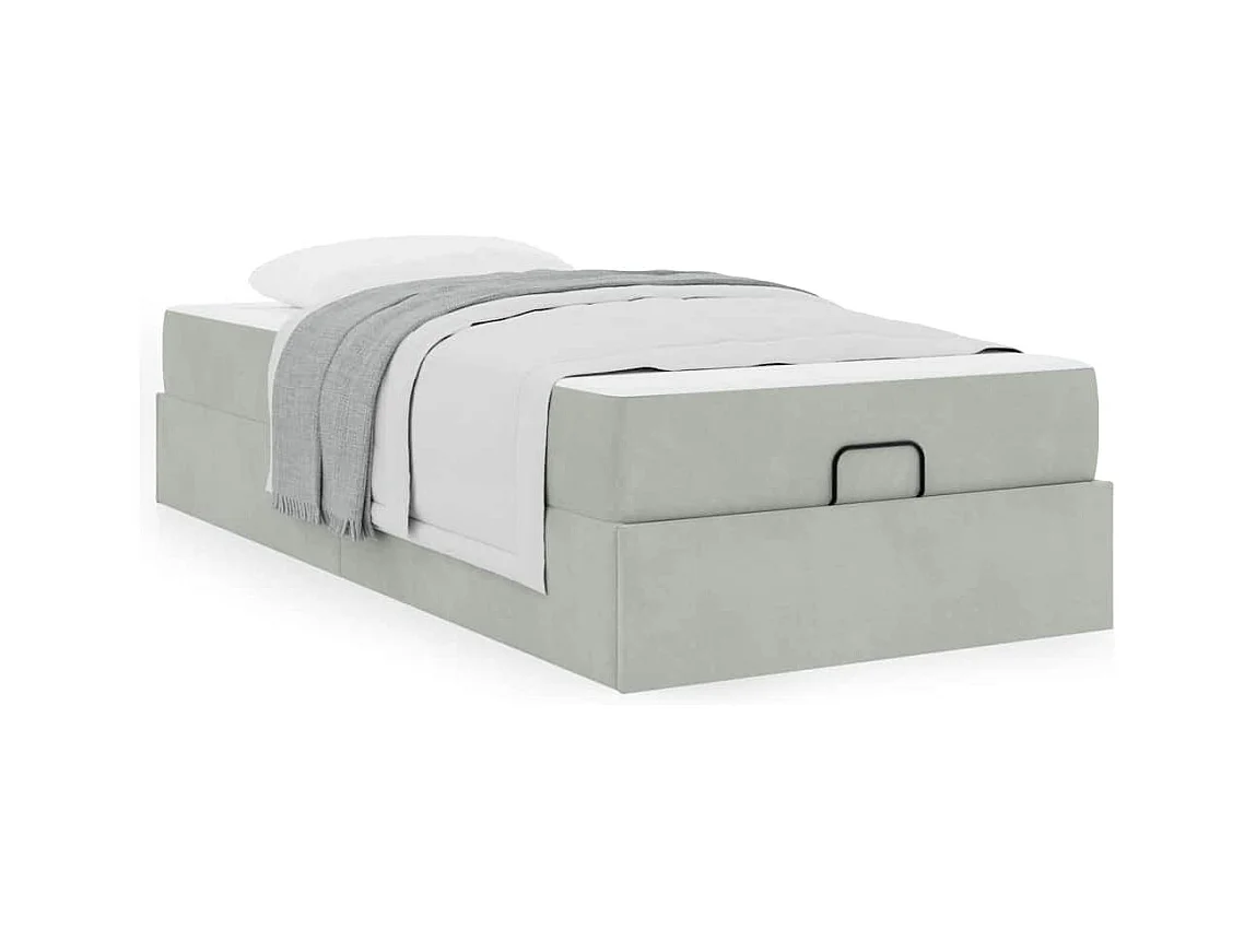 Estructura de cama con colchón Gris claro 90 x 200 cm Terciopelo