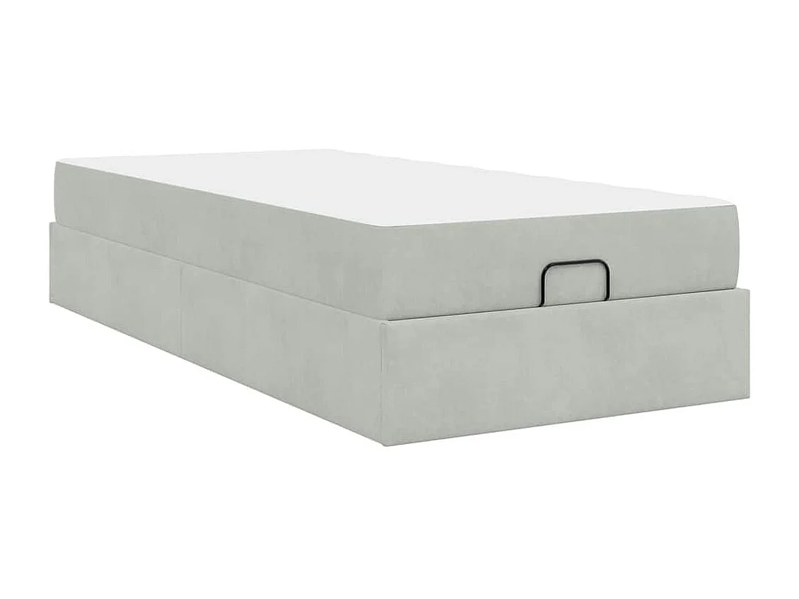 Bettgestell mit Matratze Hellgrau 90 x 200 cm Samt