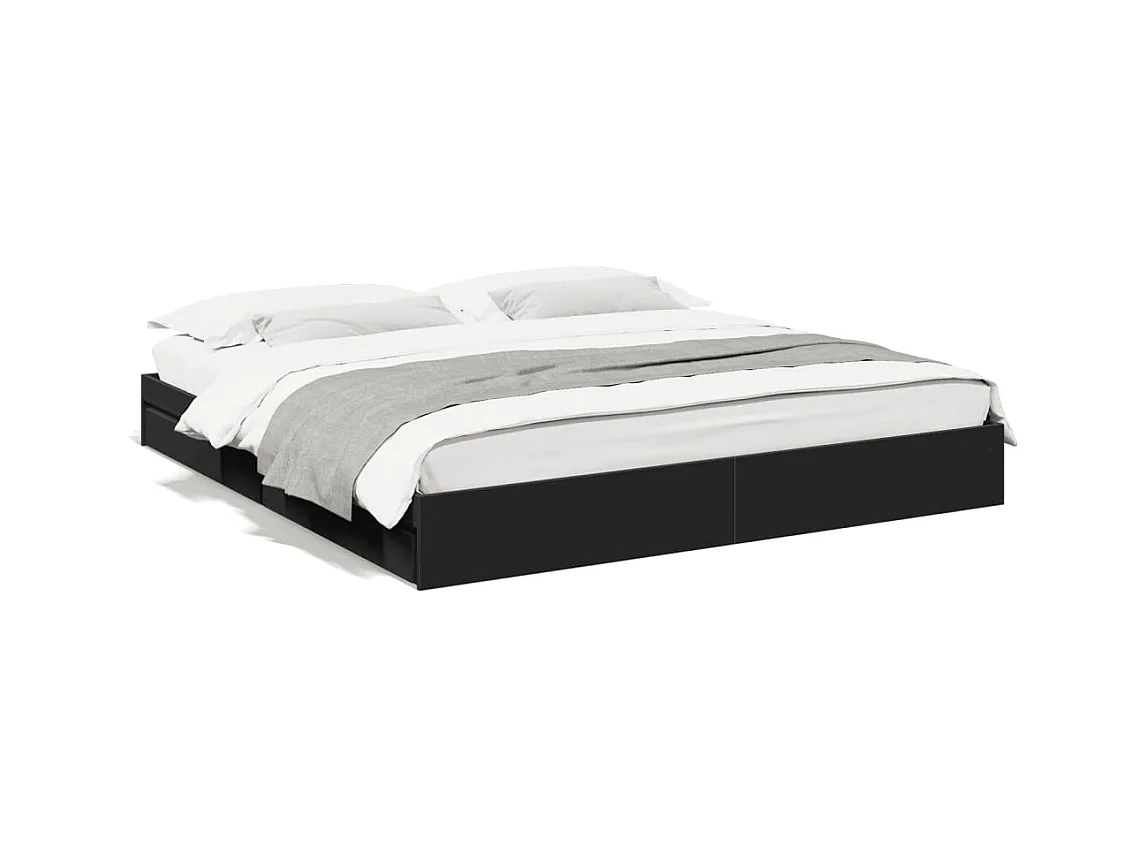 Estructura de cama con cajones sin colchón negra 180x200 cm