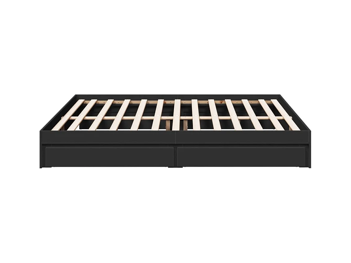 Estructura de cama con cajones sin colchón negra 180x200 cm