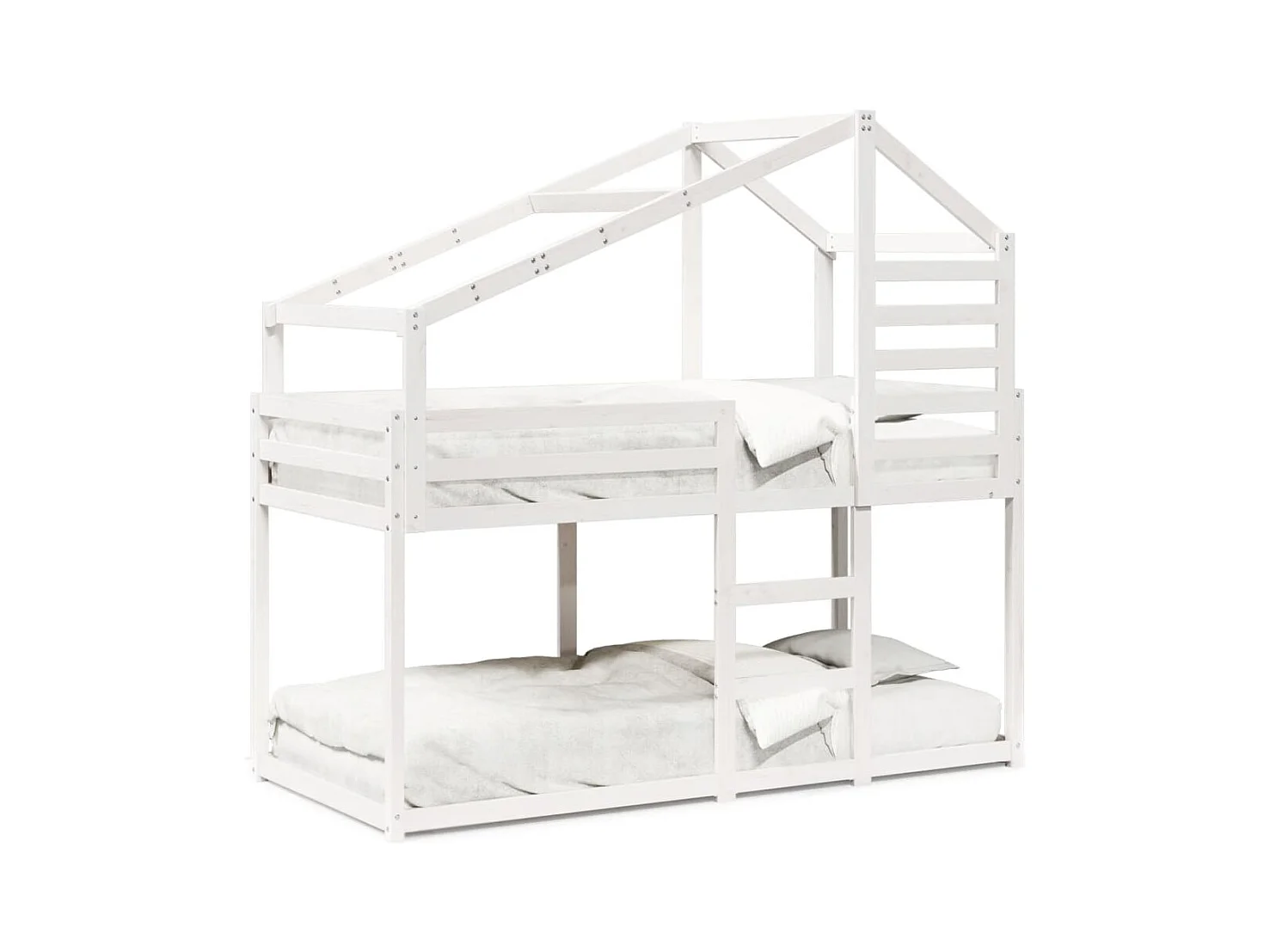 Lit superposé sans matelas blanc 75x190 cm bois de pin massif