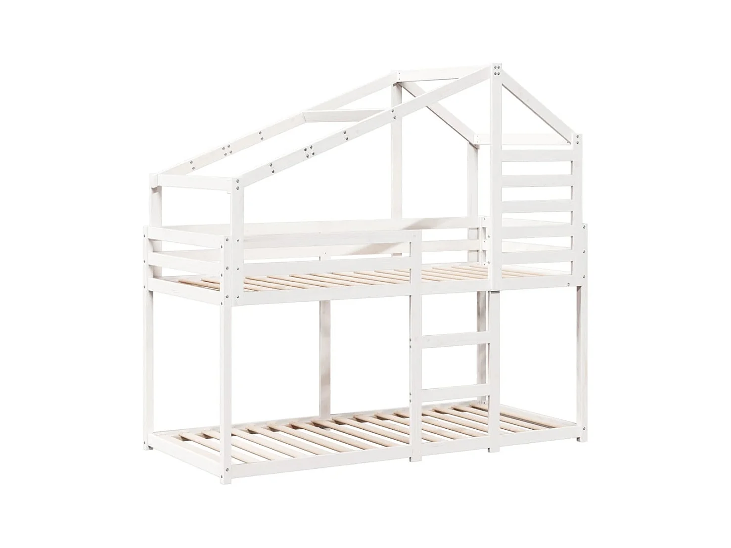 Lit superposé sans matelas blanc 75x190 cm bois de pin massif