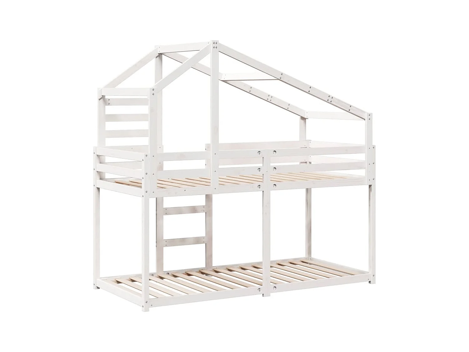 Lit superposé sans matelas blanc 75x190 cm bois de pin massif
