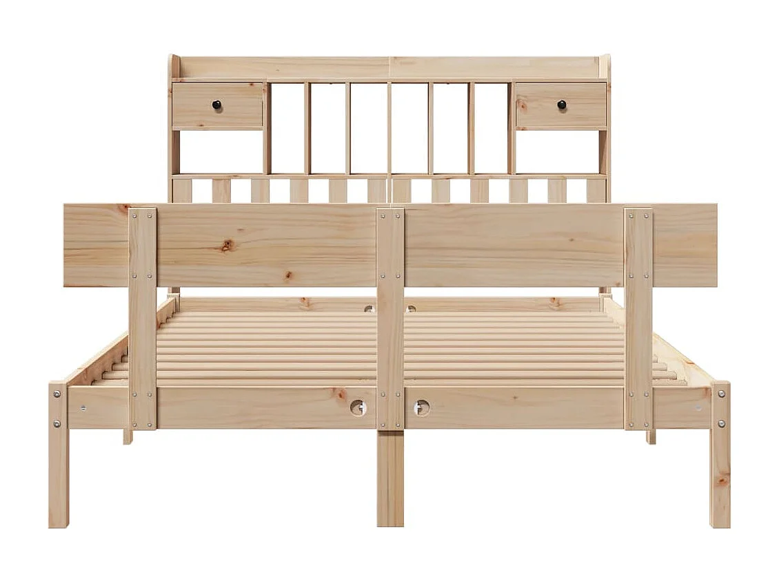 Bibliotheekbed zonder matras 140x190 cm massief grenenhout