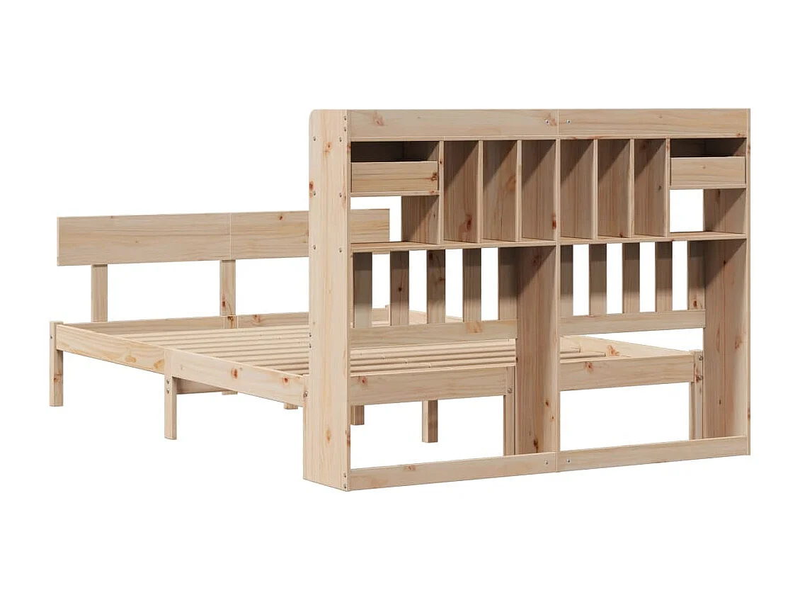 Bibliotheekbed zonder matras 140x190 cm massief grenenhout