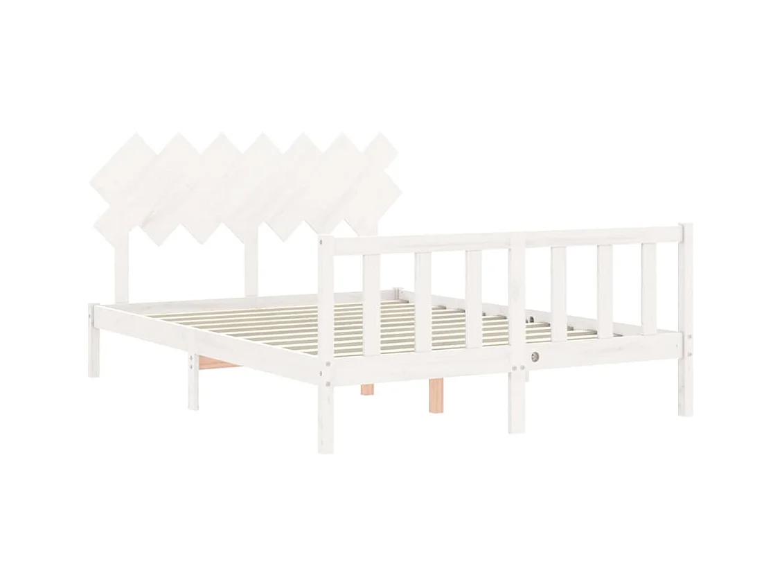 Struttura letto senza materasso bianco 140x200 cm in legno massello di pino