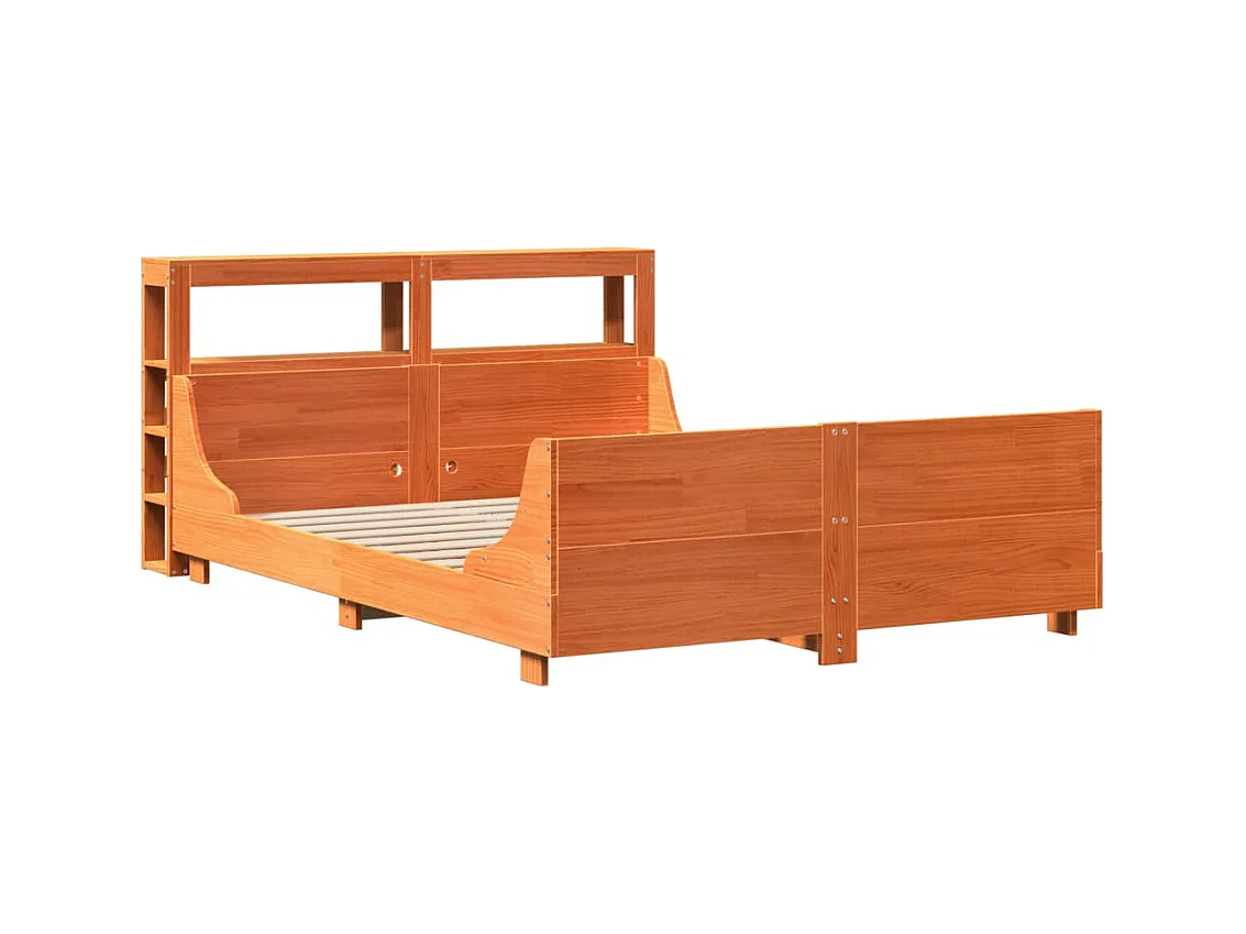 Bettgestell ohne Matratze, braun gewachst, 120x200cm, Kiefer massiv