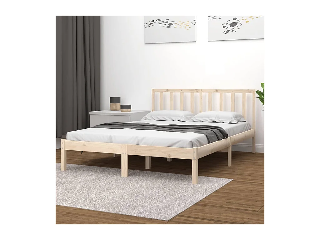 Estructura de cama sin colchón de madera maciza de pino 200x200 cm