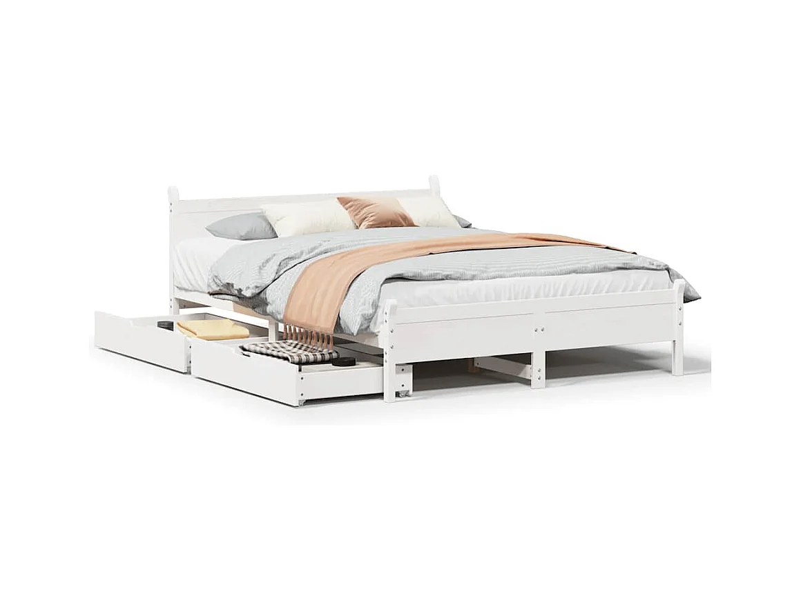 Bedframe zonder matras wit 135x190 cm massief grenenhout