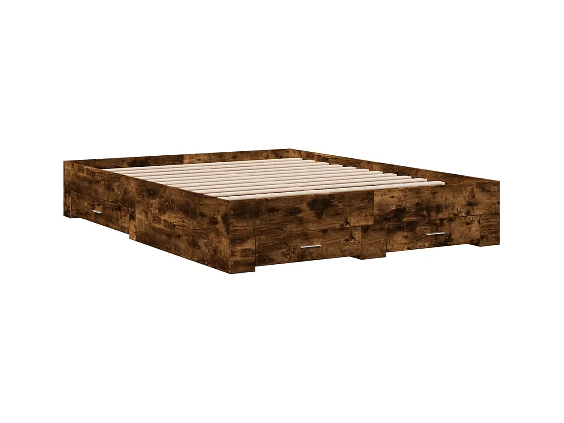 Bettgestell mit Schubladen ohne Matratze Räuchereiche 140x200 cm